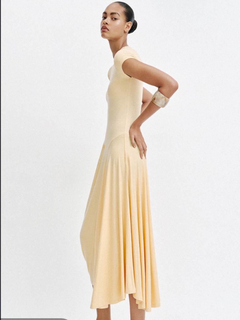 Elegant Cream Fit-and-Flare Midi Dress - Women's